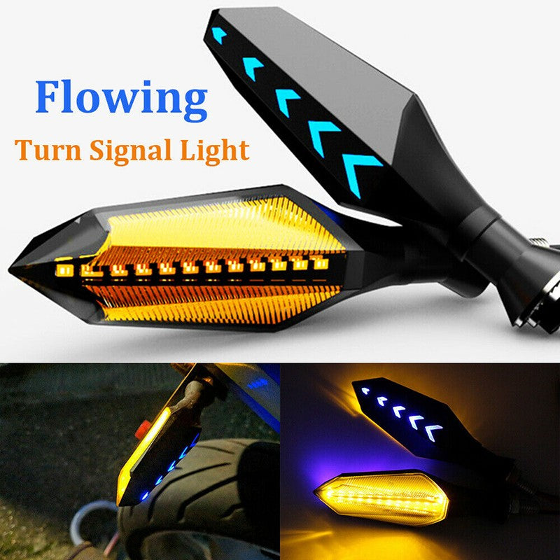 Luz de seta LED para motocicleta 8 mm, pisca-pisca sequencial com fluxo de luz