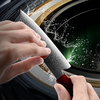 Faca Bunka Grandsharp 5.5'' Damasco 67 Camadas Aço 10Cr15C0Mov Para Cortar Vegetais Frutas Facas de Cozinha com Cabo de Sândalo
