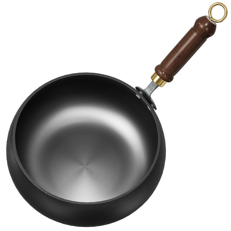 Panela de ferro best-seller, panela de barriga grande, mini wok forjada à mão, mini panela de ferro pequena, wok doméstica sem revestimento e antiaderente