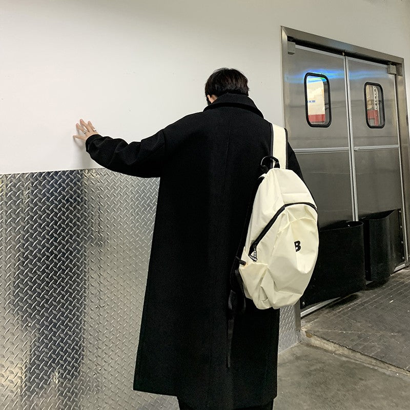 Blends Men X-long Autumn Winter Korean Style Trendy Loose Overcoats Solid Handsome All-match College Harajuku Clothing Mid-calf