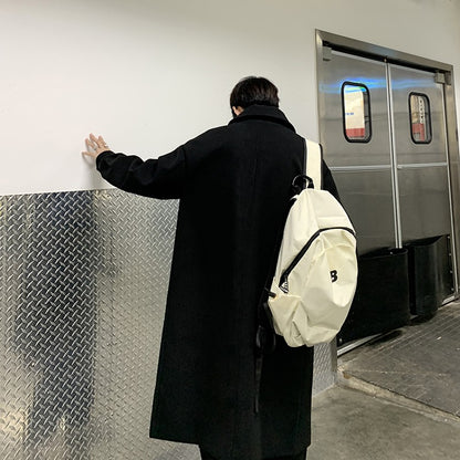 Blends Men X-long Autumn Winter Korean Style Trendy Loose Overcoats Solid Handsome All-match College Harajuku Clothing Mid-calf