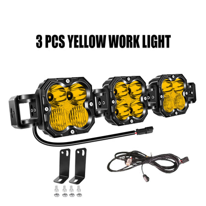 4in 30W Amer Cube LED Pod Light Spot Flood Combo Beam Work Lights,3055K/3530K Car Off-Road Driving Lamp for Truck,SUV,Motorcycle