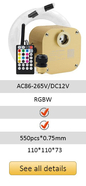 New 16W Twinkle RGBW Fiber Optic Star Ceiling Lights Kit Smart APP Sound Control LED Engine for Car Starry Sky Fiber Optic Light