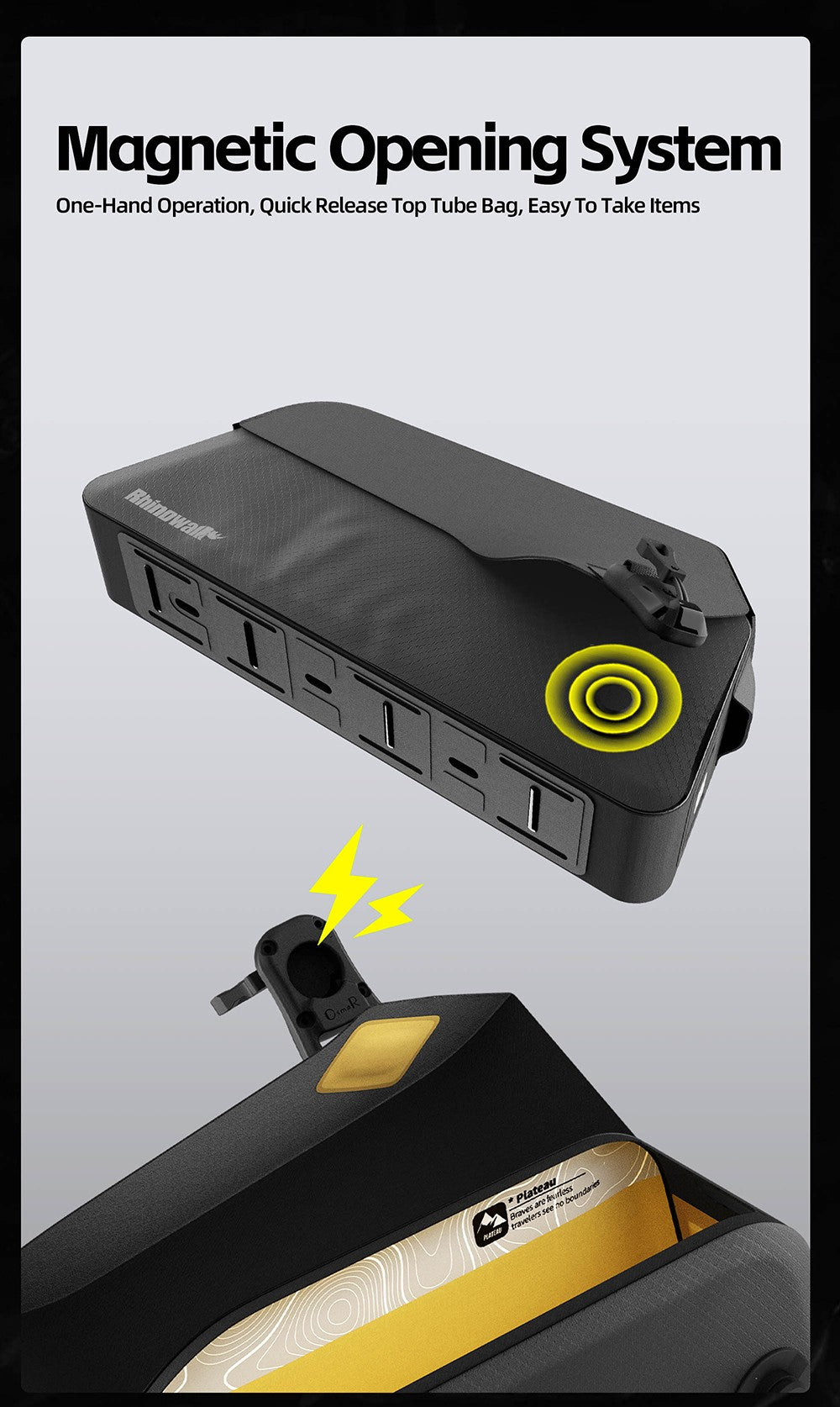 Rhinowalk Bicycle Top Tube Bag Waterproof Bike Front Frame Storage Bag Screw & Strap fixed Cycling Travel For MTB Road Gravel