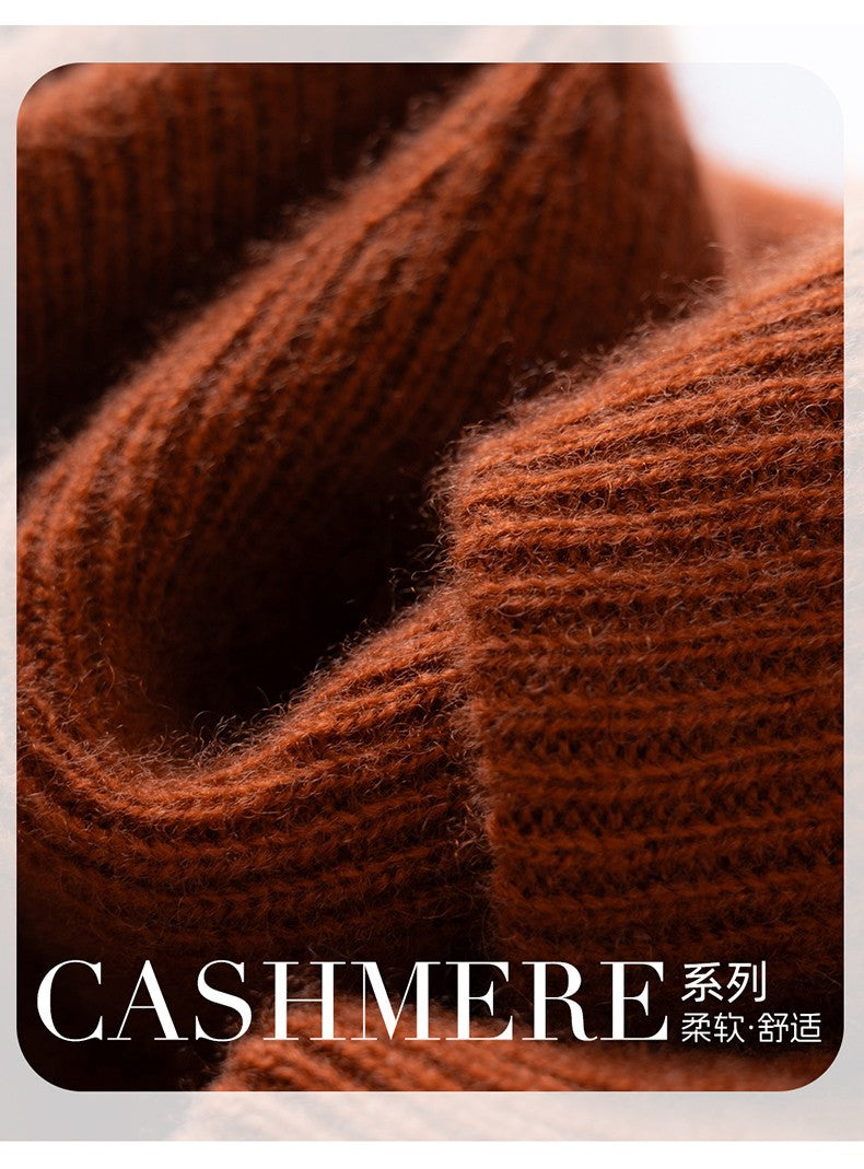 Autumn Winter New 100% Cashmere Hat Women's One-Line Hat Knitted Hat Wool Hat Ear Protection High-Quality Couple Hat