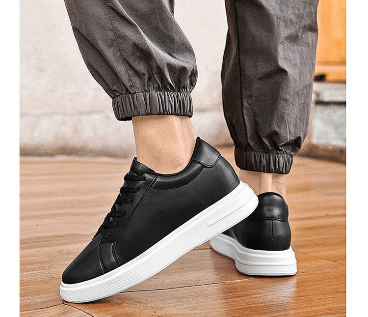 Heightening Casual Shoes Fashion PU Leather Elevator Shoes for Men 6cm 8cm 10cm Invisible Height Increase White Sneakers Cortex