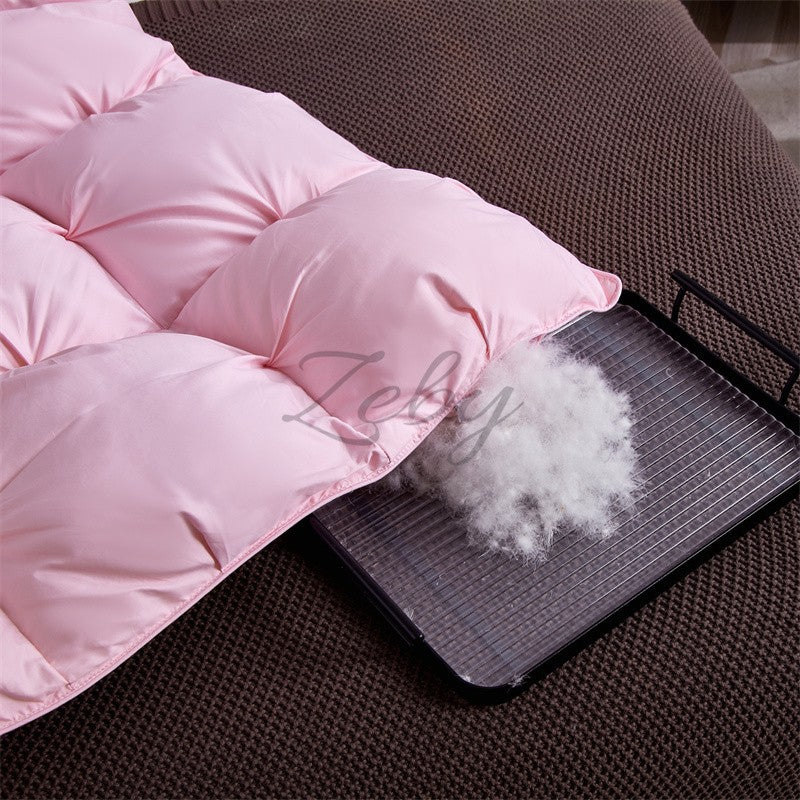 High Grade 100% White Goose Down Quilt Winter Warm Feather Duvet Queen King Cozy Lightweight 3D Bread Comforter Pinch Pleated