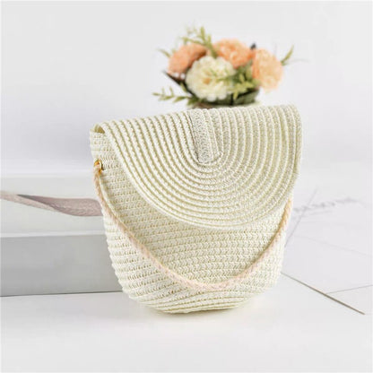 Beach Straw Shoulder Messenger Bag Women Bohemian Summer Woven Rattan Bucket Shoulder Handbag Handmade Crossbody Bags For Women