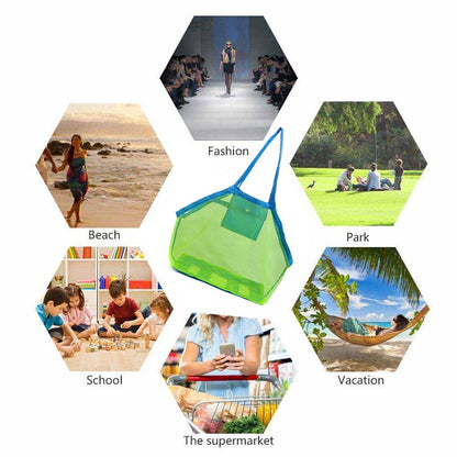 2PCS Beach Toys Mesh Bag Large Mesh Sand-Away Portable Tote With Convenient Hanging Hole Breathable Foldable Storage For Toys