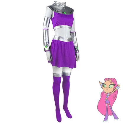 Teen Titans Raven & Starfire Cosplay Costume, Starfire Cosplay Outfit, Halloween Party Stage Performance Costume