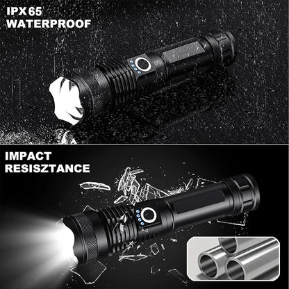 Rechargeable LED Flashlight High Power Zoomable Aluminum Alloy Portable Flashlight for Camping Hiking Outdoor Night Search