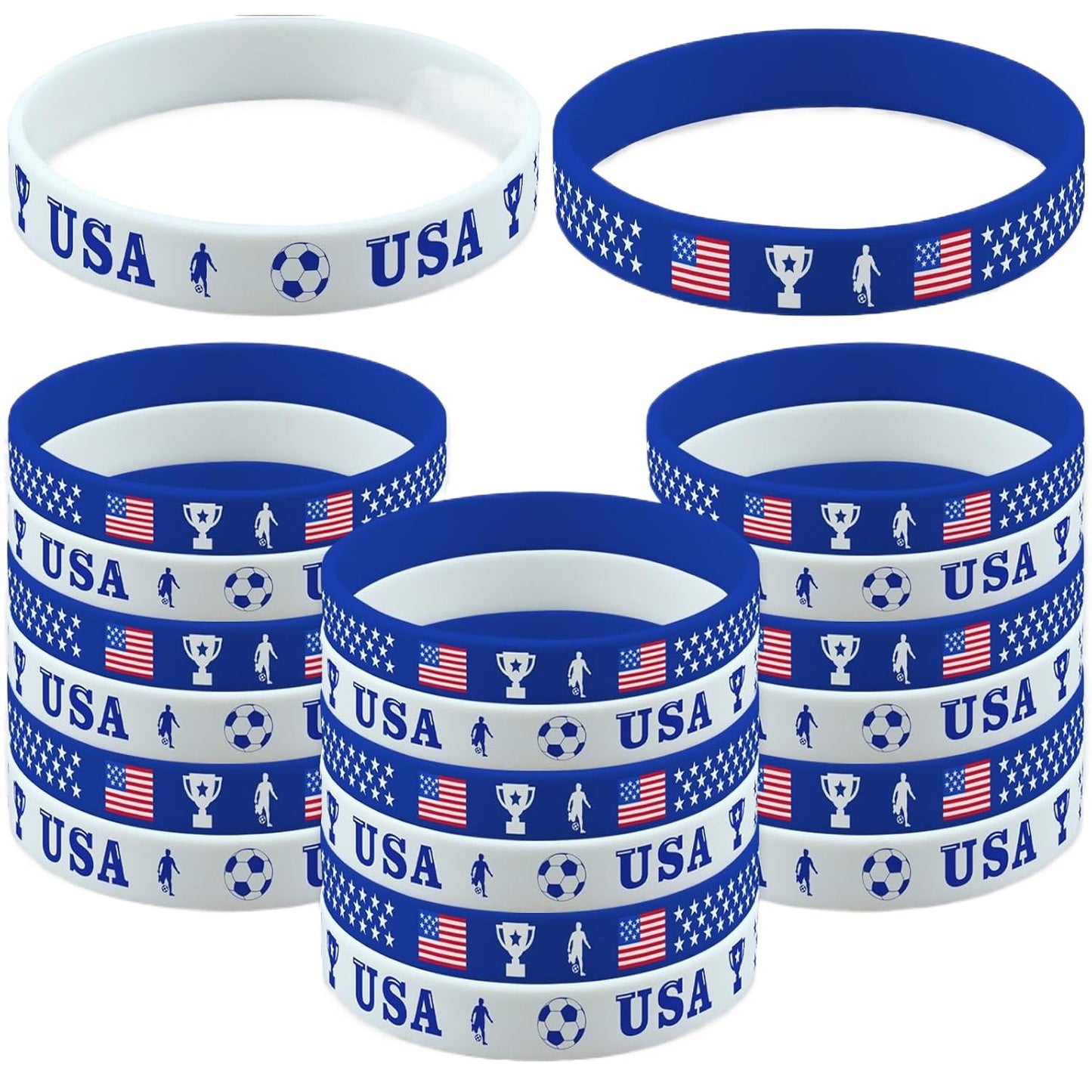 Gift 20PCS Silicone Rubber Wristbands National Team Flag Design Bracelets For Party Supplies
