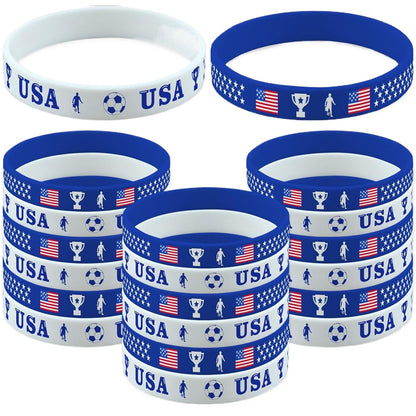 Gift 20PCS Silicone Rubber Wristbands National Team Flag Design Bracelets For Party Supplies