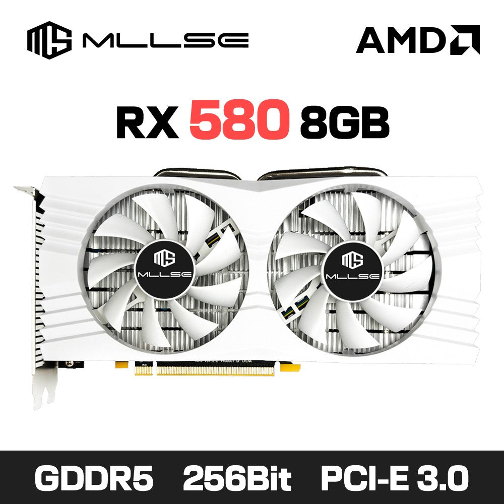 Placa de Vídeo MLLSE AMD Radeon RX 580 8GB 2048SP Gaming GDDR5 256Bit PCI-E 3.0 ×16 8Pin Radeon GPU Rx 580 8g para Jogos