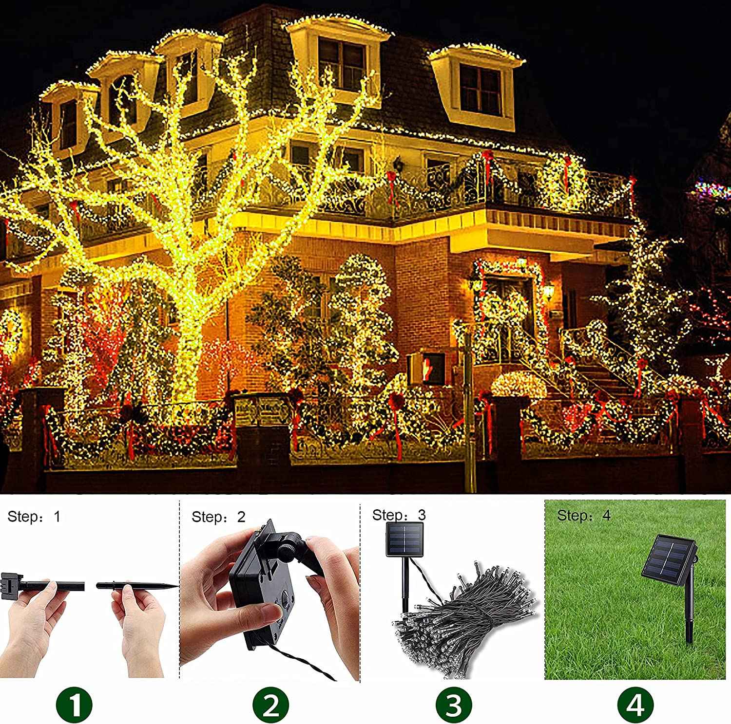 Outdoor Waterproof  Led Solar String Lights Fairy Light Solar Powered Garland Lights 8 Mode 32m Garden Wedding Decoration