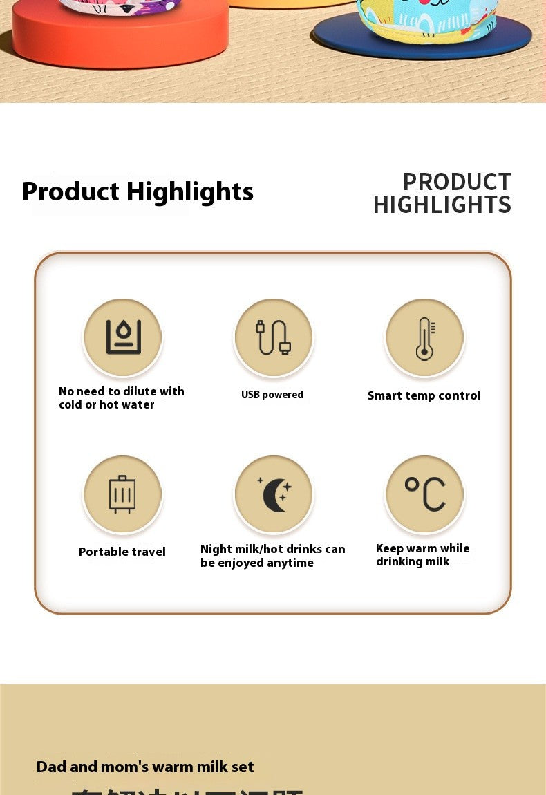 Cartoon Warm Milk Cover Three-level Heating Constant Temperature Bottle Cover Portable Universal Baby Bottle Insulation Cover
