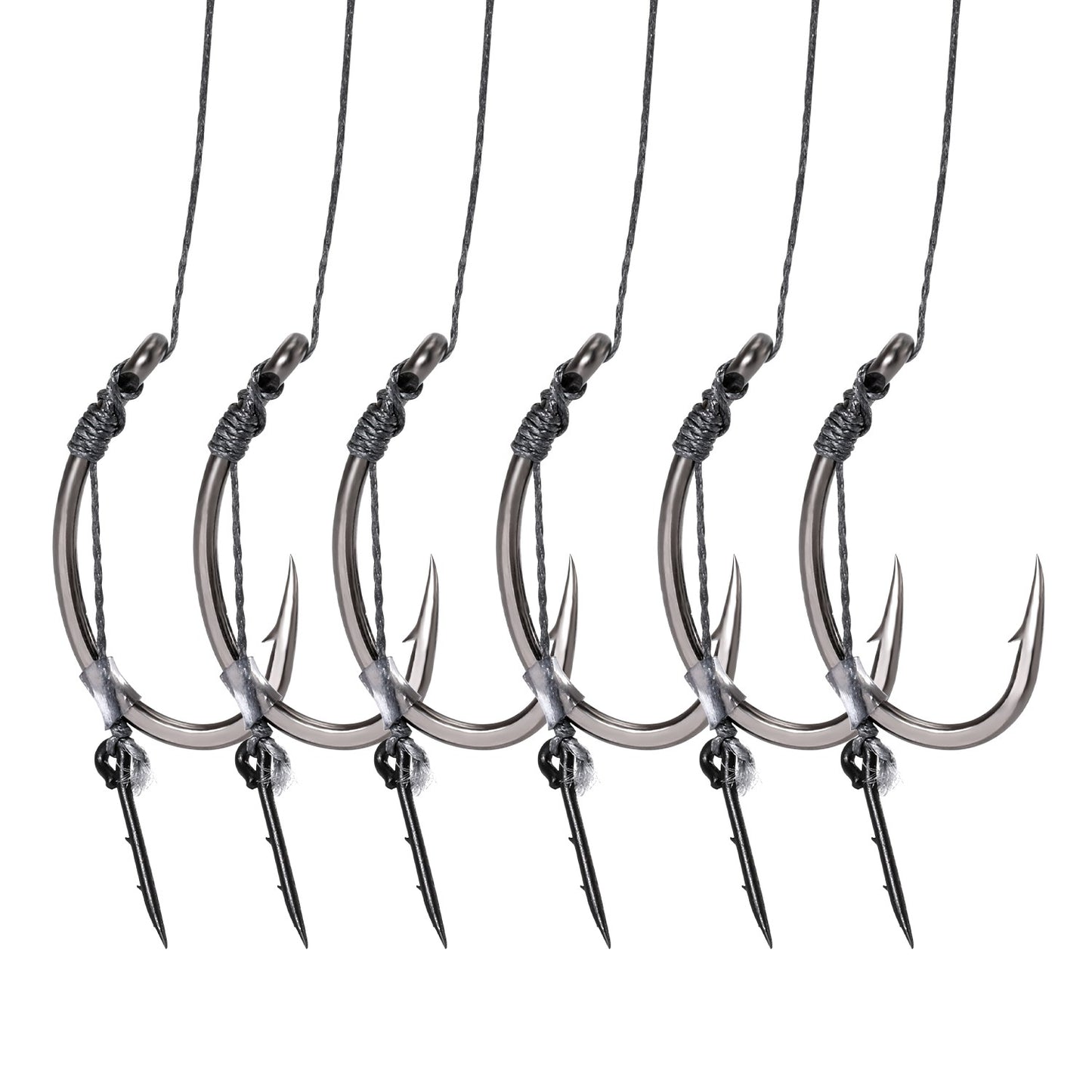 Conjunto de 6 Anzóis Sougayilang para Pesca de Carpa Europeia, Afiados com Múltiplas Camadas de Reforço de Afiação na Ponta para Pesca de Carpa