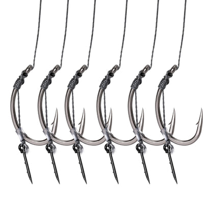 Conjunto de 6 Anzóis Sougayilang para Pesca de Carpa Europeia, Afiados com Múltiplas Camadas de Reforço de Afiação na Ponta para Pesca de Carpa
