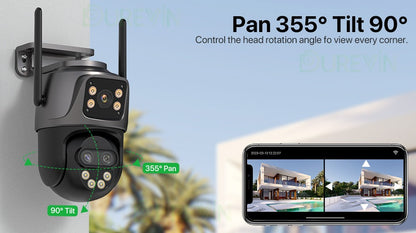 6K 9MP HD IP Camera Outdoor Three-Lens External WiFi Camera 4K/2K Dual Screen Security PTZ Cam Auto Tracking Surveillance iCSee