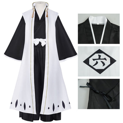 Anime Kuchiki Byakuya Cosplay Costume wig Kimono Gotei 13 Captain White Cloak Combat Uniform Adult Man Halloween Carnival Suit