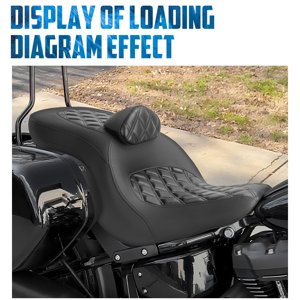 Assento de Passageiro e Condutor de Moto REWMTER com Encosto, Assento Duplo para Harley Softail Low Rider S Sport Glide Low Rider ST 18-24