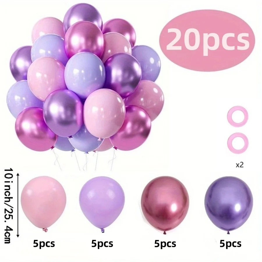 42pcs Pink and Purple Party Balloons Metallic Rose Red Purple Latex Balloons for Girls Birthday Wedding Party Decorations