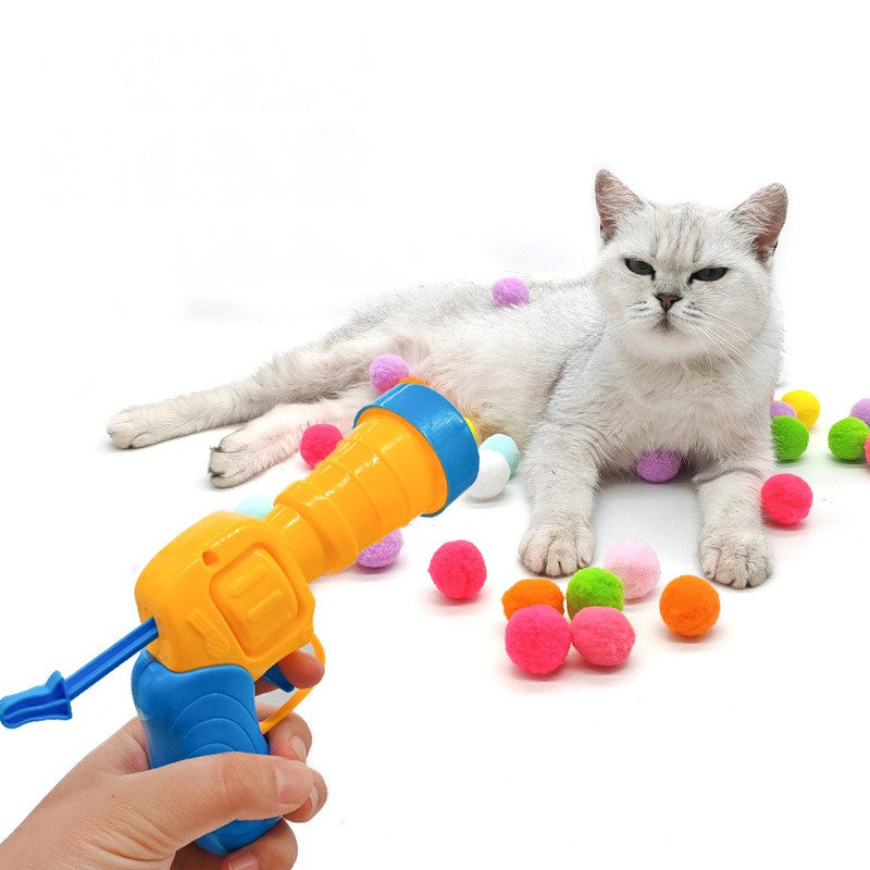 Bola de Pelúcia Atiradora de Gatos Aliviando a Depressão Brinquedo para Gatos Bola Silenciosa Mini Jogos de Armas Atiradoras de Bolas de Pelúcia Suprimentos para Animais de Estimação