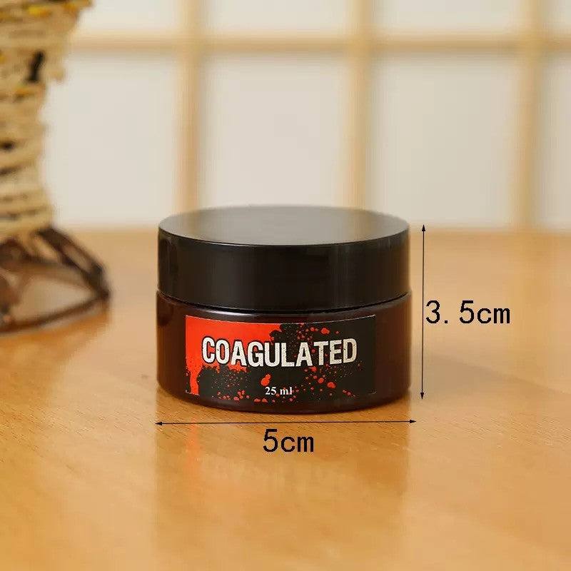 1pc Halloween Fake Blood Makeup Kit, Bright Red Coagulated Fake Blood Paste with Sponge, Realistic Artificial Blood for Party Z