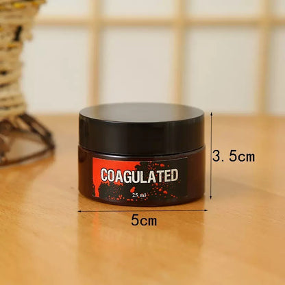 1pc Halloween Fake Blood Makeup Kit, Bright Red Coagulated Fake Blood Paste with Sponge, Realistic Artificial Blood for Party Z