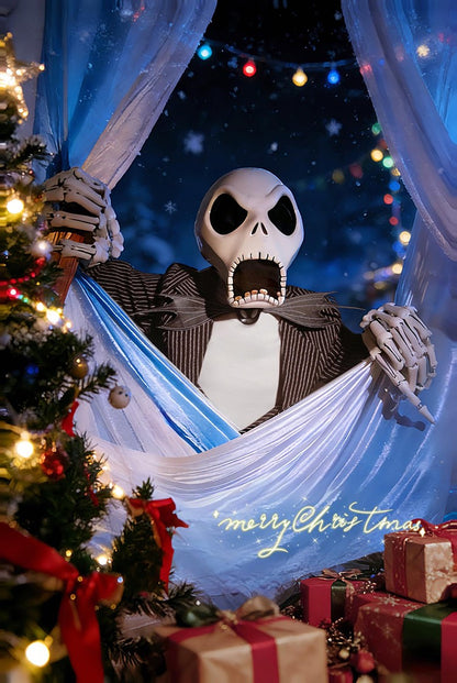 Anime Jack Skelington Black White Striped Cosplay Costume Men Retro Tailcoat Woman Dress Christmas Night Halloween Party Outfit