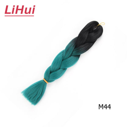 Cabelo Sintético Trança Jumbo 24 Polegadas Ombre Jumbo Extensão de Cabelo para Mulheres Tranças DIY Roxo Rosa Amarelo Cinza Lihu