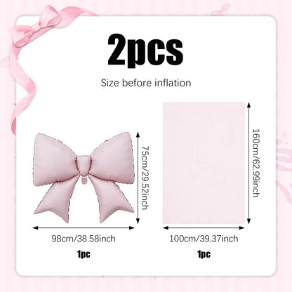 2pcs pink bow balloons princess style theme set, birthday, wedding, anniversary, bachelor party, gender reveal