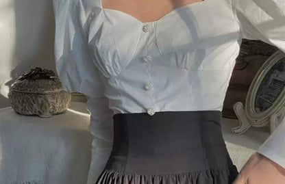 Autumn Outfit Set Women's 2023 New Court Sle Retro irt Versatile Mid-Length A-Line  Skirt for Pear aped Body