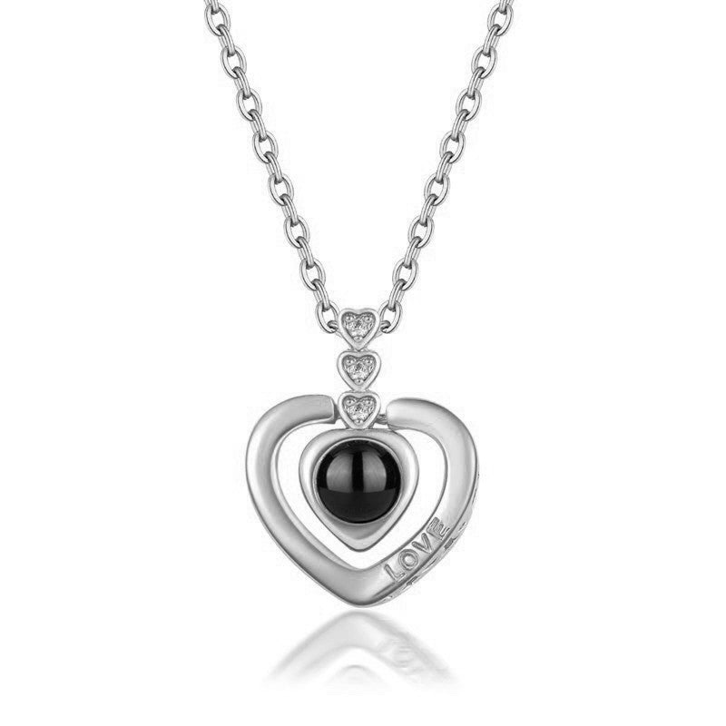 Love Heart Necklace 100 Languages I Love You Projection Pendant Jewelry For Mom Girlfriend Birthday Christmas Romantic Gifts