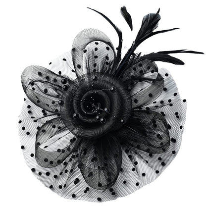 New 12 Color Net and Feather Fascinator Hat Headband Alice Headband Clip Mesh Flower Wedding Cocktail Hair Accessories Tea Party