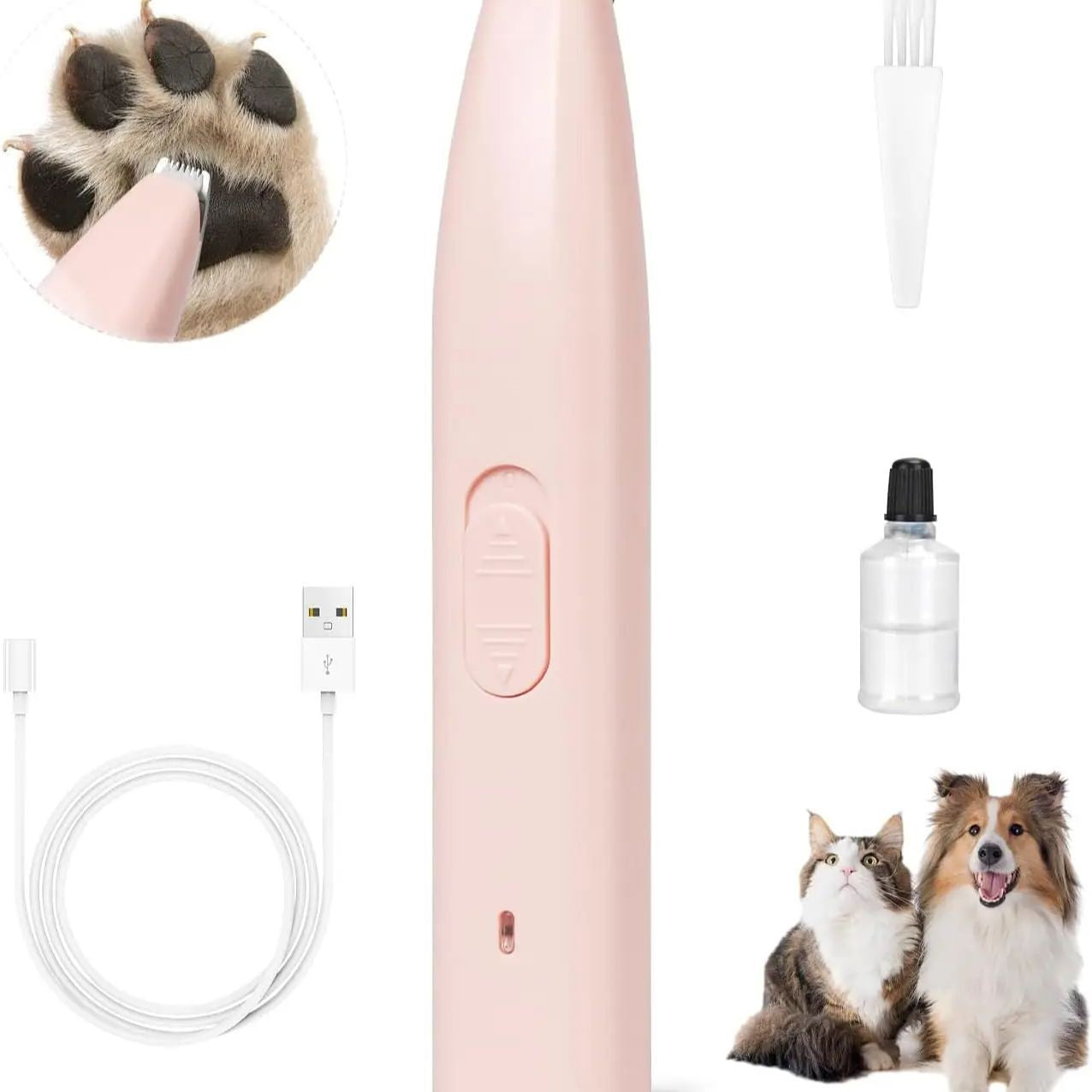 Máquina de tosar elétrica para animais de estimação, recarregável, de longa duração, baixo ruído, universal para cães e gatos, ferramenta de reparo de pelos de patas