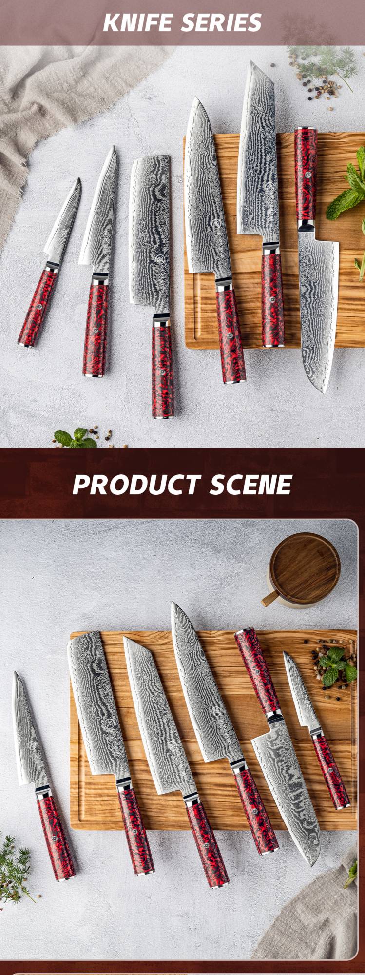 Grandsharp 1-6 Peças Conjunto de Facas de Cozinha 67 Camadas de Aço Damasco com Pó S35VN Faca Afiada de Chef Nakiri para Descascar Utensílios de Cozinha