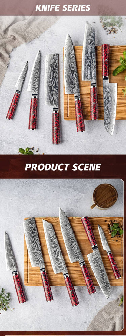 Grandsharp 1-6 Peças Conjunto de Facas de Cozinha 67 Camadas de Aço Damasco com Pó S35VN Faca Afiada de Chef Nakiri para Descascar Utensílios de Cozinha