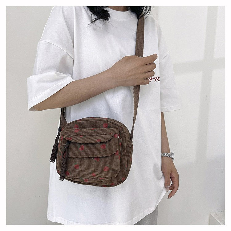 Cute Strawberry Shoulder Bag Casual Zipper Trendy Crossbody Bag Tote Handbag for Women Girls Travel Work Messenger Bag Handbags