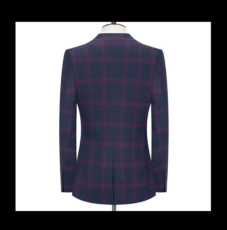 Men's Spring Autumn Wedding Suit 2024 Three-Piece Set Slim Fit Checkered British Style with Waistcoat And Trousers