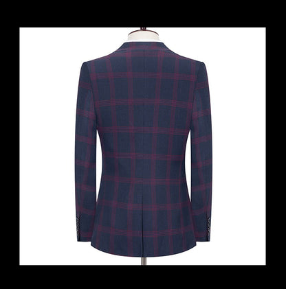 Men's Spring Autumn Wedding Suit 2024 Three-Piece Set Slim Fit Checkered British Style with Waistcoat And Trousers