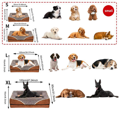 Uma cama de cachorro gigante removível lavável para todas as estações, sofá cama para pet, sofá cama para gato confortável e macio com bordas elevadas,