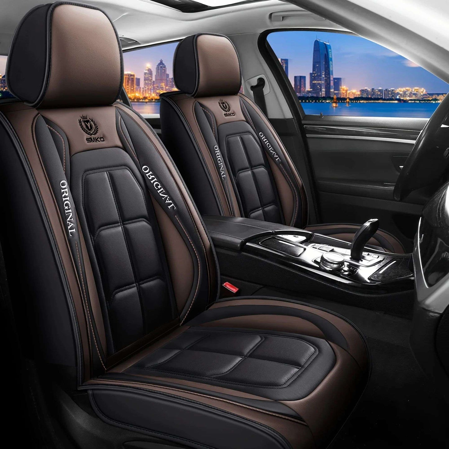 All inclusive seat cover, full leather car seat cushion, single seat driver and passenger seat cover, all season universal pad