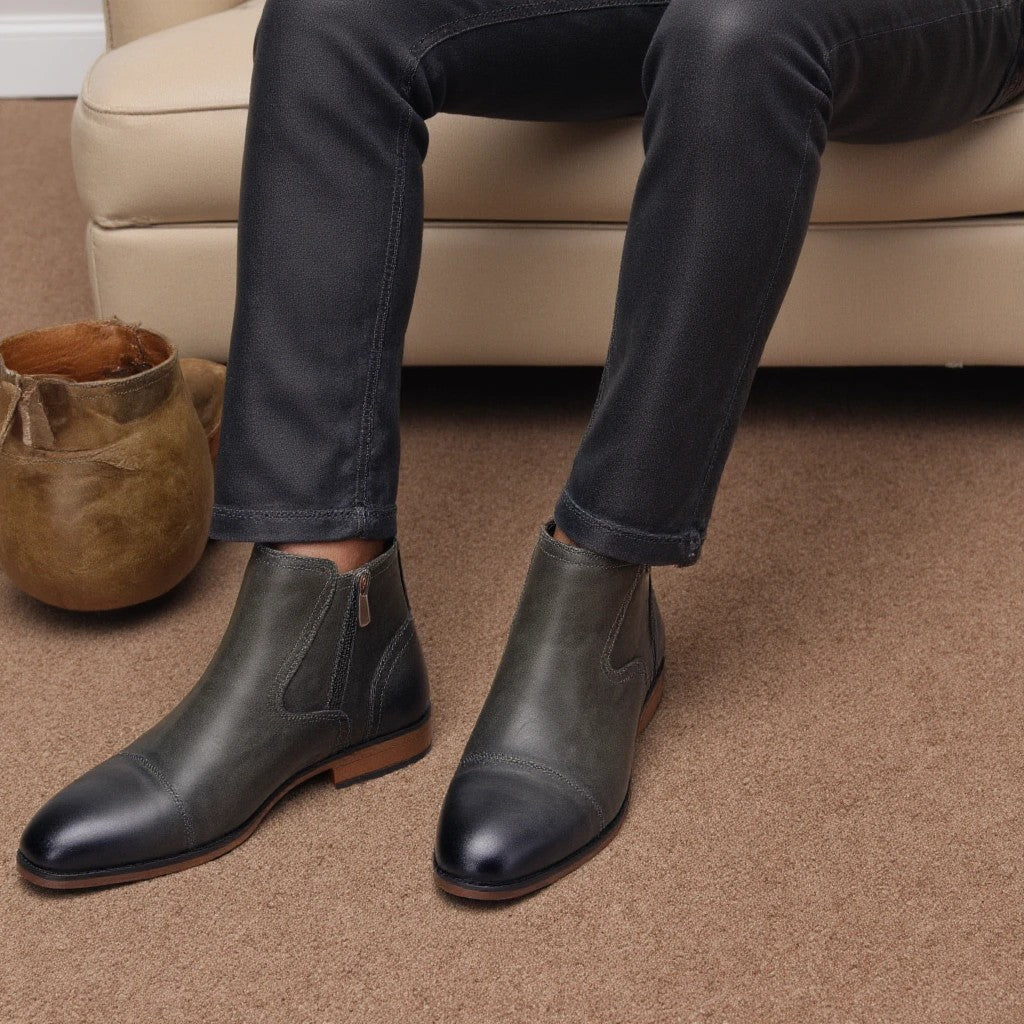 Botas Masculinas Confortáveis Moda 2025 Botas de Couro de Marca