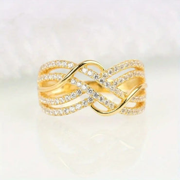 Cross-border Hot Sale Temperament Female Ring European and American Jewelry Full Diamond Fashion Advanced Sense Classic Versatil