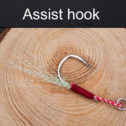 10-40 Peças Iscas de Pesca de Slow Jigging Anzóis de Assistência para Jigging Barbed Anzóis Simples com Pena de Rosca Pesca Isca de Pesca de Aço de Alto Carbono
