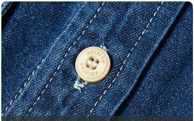 Men Long Sleeved Casual Denim Shirts High Quality Male Cotton Multi pockets Cargo Shirts New Spring Man Fashion Jeans Shirts 5XL