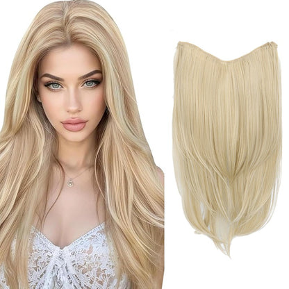 Aplique de Cabelo Sintético de 22 Polegadas, Uma Peça | Pontas Viradas para Dentro | Clips BB Fácil de Usar, Sem Danos | Volume e Comprimento Instantâneos