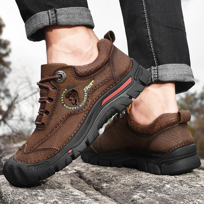 Sapatos Masculinos de Couro Genuíno para Camping, Caminhada, Tênis Esportivo Masculino, Sapatos Casuais de Viagem, Lazer, Caminhada, Escalada