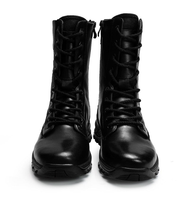 Botas de Couro Genuíno Masculinas de Cano Curto Botas Masculinas de Inverno de Couro com Pelo Quente para Exército Caça Sapatos Masculinos Botas Casuais Pretas